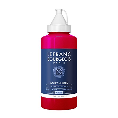 Lefranc Bourgeois 300417 Fine Acrylfarbe - Primärrot, 750ml Flasche, cremige Acrylfarbe auf Wasserbasis, schnell trocknend, lichtecht, wasserfest von Lefranc Bourgeois