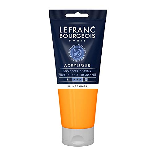 Lefranc Bourgeois 300440 Fine Acrylfarbe - Saharagelb, 200ml Tube, cremige Acrylfarbe auf Wasserbasis, schnell trocknend, lichtecht, wasserfest von Lefranc Bourgeois