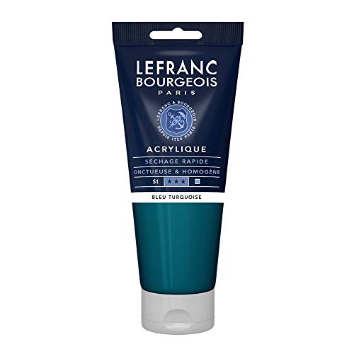 Lefranc Bourgeois 300455 Fine Acrylfarbe - Türkisblau, 200ml Tube, cremige Acrylfarbe auf Wasserbasis, schnell trocknend, lichtecht, wasserfest von Lefranc Bourgeois