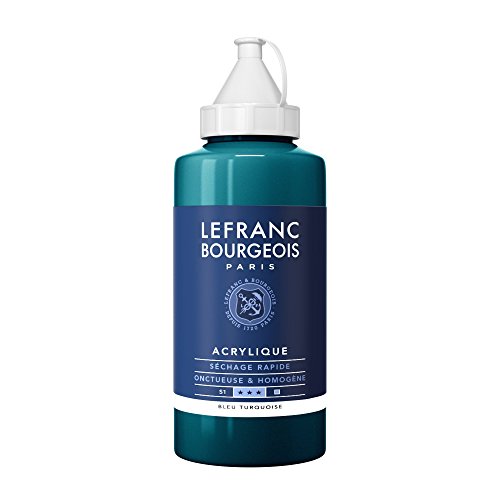 Lefranc Bourgeois 300456 Fine Acrylfarbe - Türkisblau, 750ml Flasche, cremige Acrylfarbe auf Wasserbasis, schnell trocknend, lichtecht, wasserfest von Lefranc Bourgeois