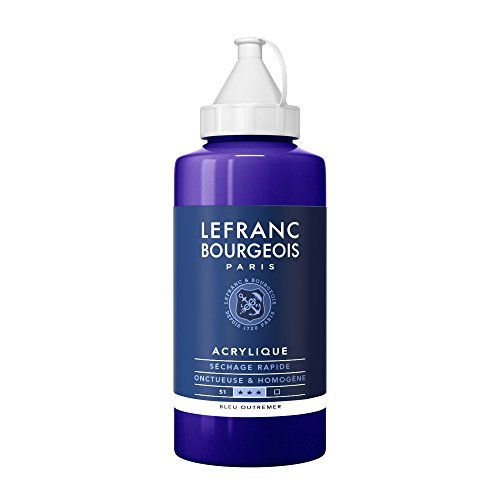 Lefranc Bourgeois 300459 Fine Acrylfarbe - Ultramarinblau, 750ml Flasche, cremige Acrylfarbe auf Wasserbasis, schnell trocknend, lichtecht, wasserfest von Lefranc Bourgeois