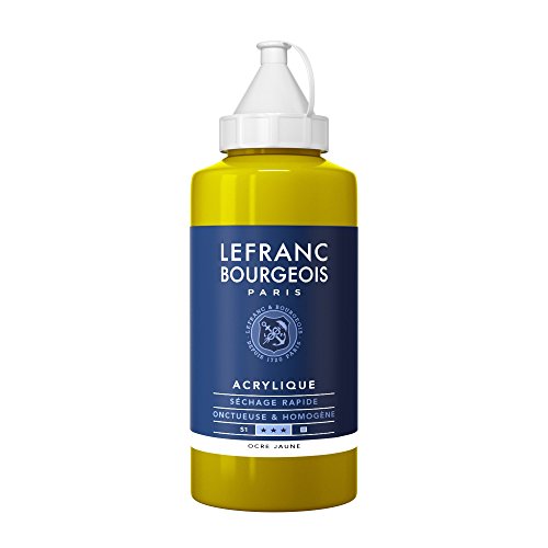 Lefranc Bourgeois 300472 Fine Acrylfarbe - Gelber Ocker, 750ml Flasche, cremige Acrylfarbe auf Wasserbasis, schnell trocknend, lichtecht, wasserfest von Lefranc Bourgeois