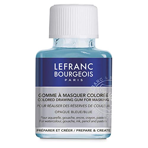 Lefranc & Bourgeois 301156 Maskiergummi, flüssig abziehbares Rubbelkrepp in Blau,wiederentfernbar für Aquarellfarben, Gouache, Tinte - Drawing Gum 75ml Flasche von Lefranc Bourgeois