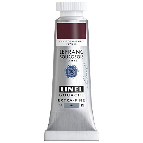 Lefranc & Bourgeois 301181 Linel Gouache extrafeine und geschmeidige Wasserfarben mit maximaler Farbintensität, Leuchtkraft für streifenfreien Auftrag, 14ml Tube - Krapplack Dunkel von Lefranc Bourgeois