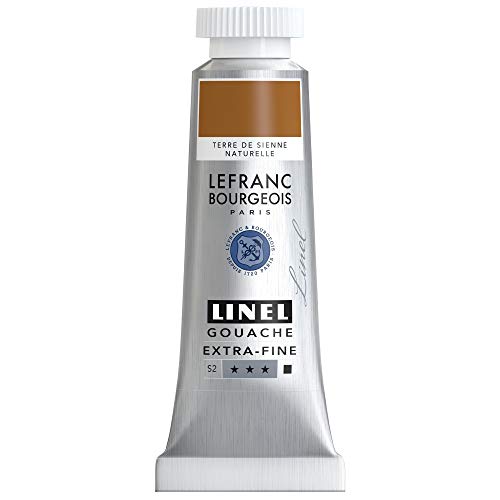 Lefranc & Bourgeois 301213 Linel Gouache extrafeine und geschmeidige Wasserfarben mit maximaler Farbintensität, Leuchtkraft für streifenfreien Auftrag, 14ml Tube - Siena Natur von Lefranc Bourgeois