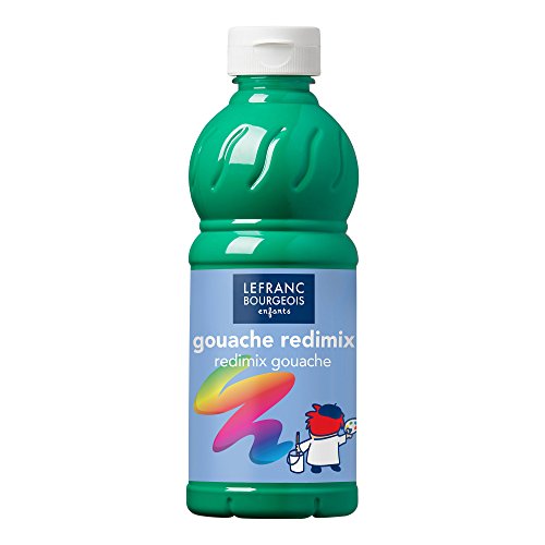 Lefranc Bourgeois 188012 flüssige Tempera Redimix Farbe, leuchtende Gouachefarbe auf Wasserbasis, hohe Deckkraft, hervorragenden Maleigenschaften, gebrauchsfertig, 500ml Flasche - Leuchtendgrün von Lefranc Bourgeois