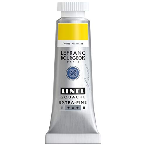 Lefranc & Bourgeois 301159 Linel Gouache extrafeine und geschmeidige Wasserfarben mit maximaler Farbintensität, Leuchtkraft für streifenfreien Auftrag, 14ml Tube - Primärgel von Lefranc Bourgeois