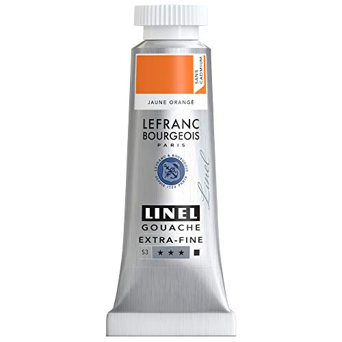 Lefranc & Bourgeois 301166 Linel Gouache extrafeine und geschmeidige Wasserfarben mit maximaler Farbintensität, Leuchtkraft für streifenfreien Auftrag, 14ml Tube - Orange Kadmiumfrei von Lefranc Bourgeois