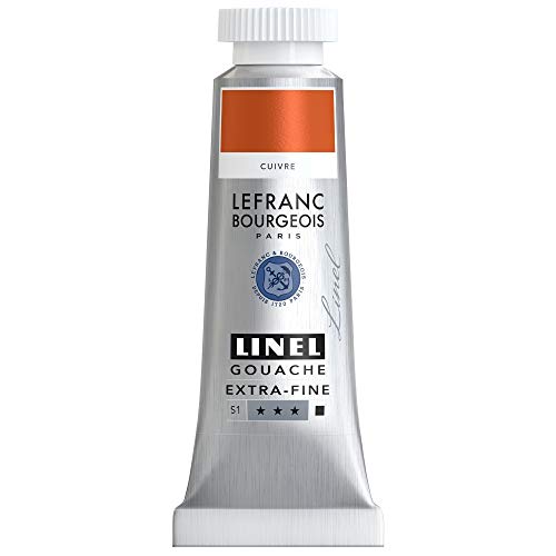 Lefranc Bourgeois 301234 Linel Gouache extrafeine und geschmeidige Wasserfarben mit maximaler Farbintensität, Leuchtkraft für streifenfreien Auftrag, 14ml Tube - Kupfer von Lefranc Bourgeois