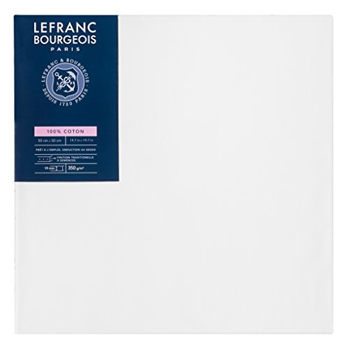 Lefranc Bourgeois 111147 Keilrahmen Serie - Klassisch, 100 % Baumwolle, 350g/m², Archivqualität, säurefrei für erhöhte Haltbarkeit, grundiert - 50x50cm von Lefranc Bourgeois