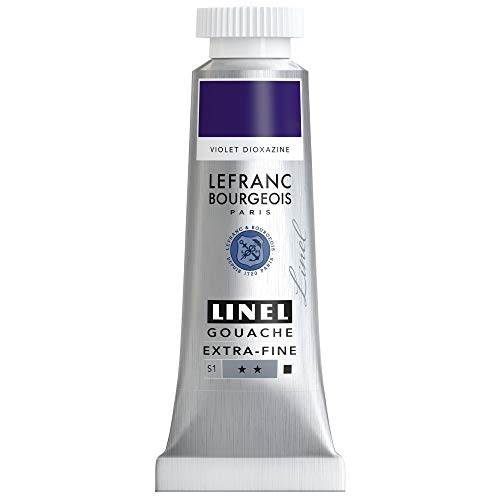 Lefranc & Bourgeois 301183 Linel Gouache extrafeine und geschmeidige Wasserfarben mit maximaler Farbintensität, Leuchtkraft für streifenfreien Auftrag, 14ml Tube - Dioxazine Violett von Lefranc Bourgeois