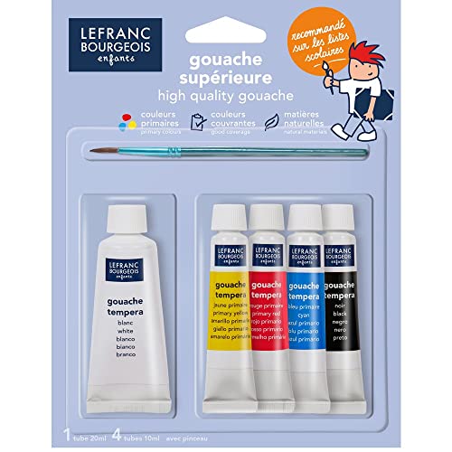 Lefranc Bourgeois Gouache in Tuben Set, Goauche, 4-Gouachefarben in 10ml + 20ml Weiss von Lefranc Bourgeois