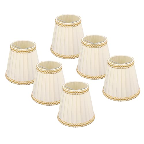 Leftwei 6 Stück Kleiner Lampenschirm, Barrel White Kleiner Lampenschirm für Tischlampen Ersatz, Clip On Drum Lampshade Cloth für Kronleuchter Kerzenbirnen Beleuchtungszubehör von Leftwei