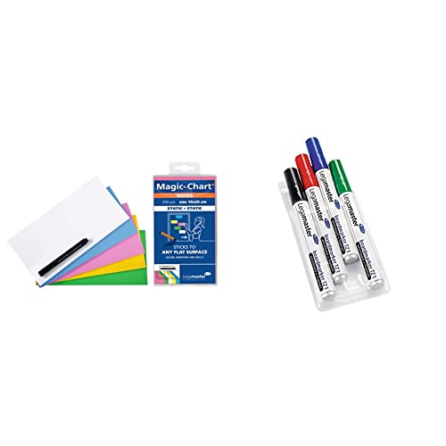 Legamaster 7-159494 Magic-Chart Notes, elektrostatische Haftnotizen, 10 x 20 cm, 250 Blatt, sortiert & 7-110094 TZ 1 Boardmarker 4er Set, sortiert von Legamaster