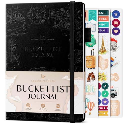 Legend Bucket List Journal - Das ultimative Notizbuch zum Planen von Abenteuern, Reisen, Zielen & Erlebnissen - Bucketlist-Buch für Paare (Schwarz) von Legend Planner