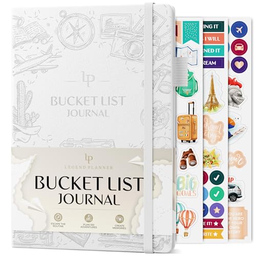 Legend Bucket List Journal – Das ultimative Notizbuch zum Planen von Abenteuern, Reisen, Zielen & Erlebnissen – Bucketlist-Buch für Paare (Weiß) von Legend Planner