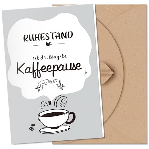 Premium Ruhestand Karte mit Umschlag aus Kraftpapier, Klappkarte Personalisiert Rente Ruhestand Grußkarte lustig, Abschiedskarte Kollegen kleine Geschenke zum Abschied Rente Mann Frau Freunde(12x17cm) von Legezon