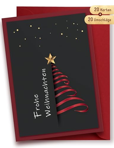 Weihnachtskarten mit Umschlag Set, Weihnachtskarten 20er Set, A6 Klappkarten Set mit weihnachtlichen Motiven, Frohe Weihnachten Karten, Weihnachtsgrußkarten, Weihnachten Geschenke (20 * 1) von Legezon