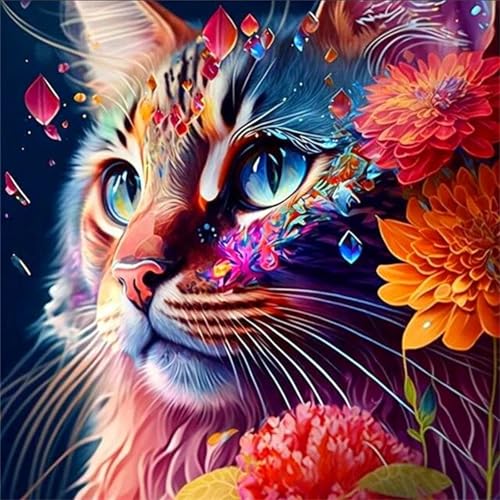 Lehaha Diamond Painting Erwachsene Kinder,Stitch Diamant Painting Set Bilder für Anime Katze,Deko Crystal Art Geschenke,Katze(30x30cm) von Lehaha