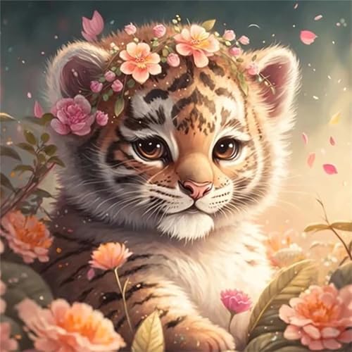 Lehaha Diamond Painting Erwachsene Kinder,Stitch Diamant Painting Set Bilder für Anime Katze,Deko Crystal Art Geschenke,Tiger(30x30cm) von Lehaha