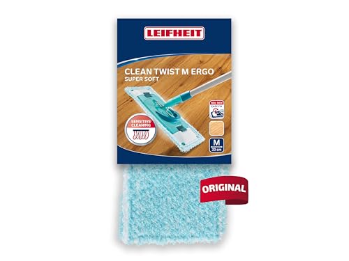 Leifheit Wischbezug CLEAN TWIST M Ergo super soft für sensible Böden, Bodenwischer Ersatzbezug mit Spezialfasern, Wischmopp für minimale Wasseraufnahme, ideal für Parkett, Laminat, Echtholz und Kork von Leifheit