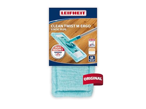 Leifheit Wischbezug CLEAN TWIST M Ergo/ Power Clean 2.0 static plus, der Bezug zieht Staub und Haare an wie ein Magnet, Wischer Ersatzbezug für glatte Böden, Staubwischer für trockene Bodenreinigung von Leifheit