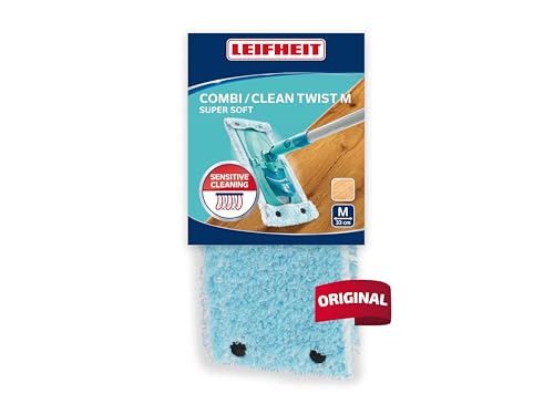 Leifheit Wischbezug CLEAN TWIST M super soft für sensible Böden, Bodenwischer Ersatzbezug mit Spezialfasern, Wischer Ersatzbezug für minimale Wasseraufnahme, ideal für Parkett, Laminat und Kork von Leifheit