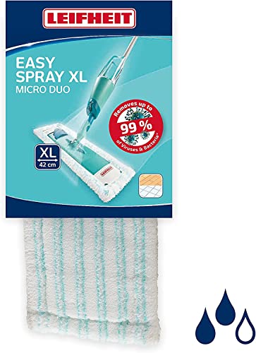 Leifheit Wischbezug Easy Spray XL micro duo, für alle Bodenarten, Bodenwischer Ersatzbezug für Sprühwischer, 2-Faser-System, Mikrofaser Wischbezug ideal für Fliesen und Laminat von Leifheit