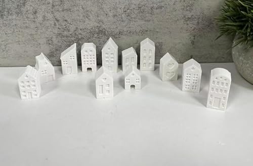 12 Pcs Silikonformen Gießformen Häuser, Mini Silikonform Haus, DIY Silikonform Häuser Gießform Haus Kerzenform, zum Ausgießen mit Gips, Kreativ Beton, Wachs, DIY Weihnachten Gips Handwerk von Leikedun