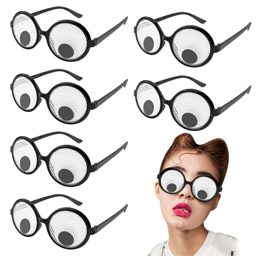 6PCS Lustige Brillen Wackelaugen Brille, Schüttelt Augen Party Brille, Kulleraugen Brille für Foto Requisiten, Neuartige Sonnenbrillen Amüsante Brillen, Kostümzubehör, Cosplay, Erwachsene Kinder Party von Leikedun