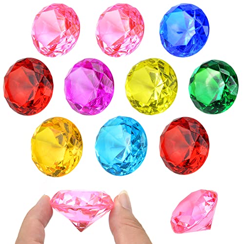 Leikedun 26 Stück 40mm Kinder Diamant Edelsteine Set Piraten Schatzsuche Spielzeug Geschenk zu Geburtstags Weihnachts Hochzeit Deko Bunt Acryl Große Transparent Kristall Pool Spielzeuge von Leikedun