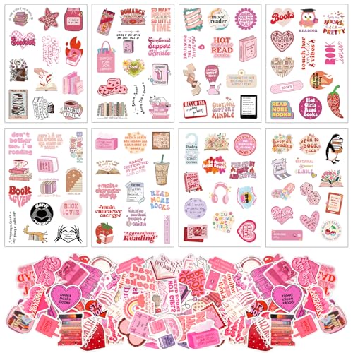 Pinke Buchaufkleber, 160 Stück, wasserdichte Vinyl-Aufkleber, rosa Kindle-Aufkleber, Leseaufkleber für Scrapbooking, DIY-Dekoration, Aufkleber-Set für Gitarre, Kalender, Sammelalbum, Koffer, von Leikedun