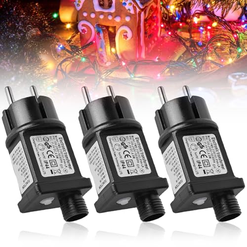 31V LED Netzteil, 3tk Lichterkette Netzteil Adapter mit Timer und 8 Modi, Trafo Netzteil Adapter GS Standard IP44 LED Transformator für Niederspannungs Weihnachtslicht Lichterkette, 6W Ersatz-Adapter von Leikurvo