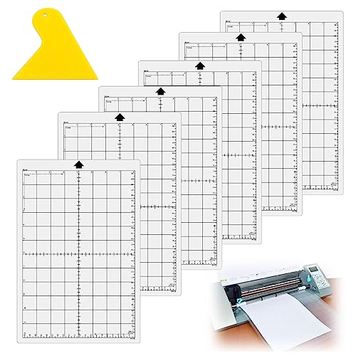 6 Stück Schneidematte Set: 12x8 Zoll Klare Bastelunterlage Selbstheilend Schneideunterlage Ersatz Schneidematte Rutschfeste Schnittmatte Gerasterte Klebrig Matte Plotter Schneidunterlage von Leikurvo