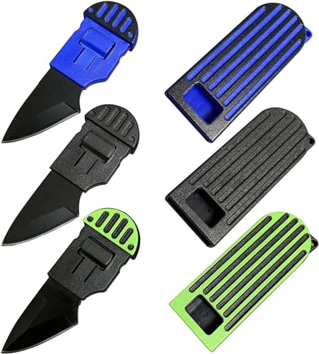 Leikurvo 3 Pcs Mini Messer Outdoor Metall Taschenmesser, 7.8CM EDC Messer Klein, Taschenmesser, Mini Buschcraft feststehendes Messer mit Kunststoffe Scheide, Tragbar Messer Kleines von Leikurvo