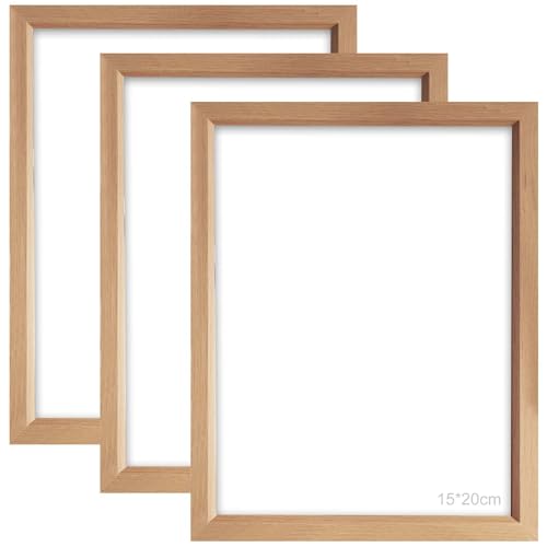 Leikurvo 3er Set Holz Fotorahmen, 15x20 cm Bilderrahmen Einfacher Bilderrahmen Art Deco Bilderrahmen Fotogalerie Portraitrahmen Rahmen Geeignet für Schlafzimmer, Wohnzimmer, Flur von Leikurvo