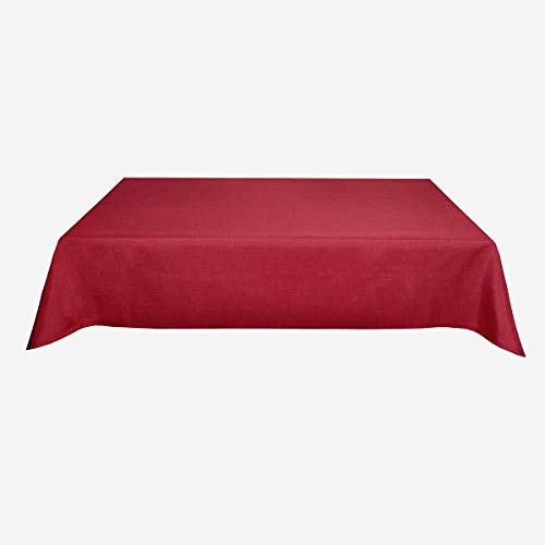 Tischdecke Leinenoptik Leinen Lotuseffekt Wasserabweisend Lotus Eckig 110x110 cm Rot von Leinen-Optik-Kollektion