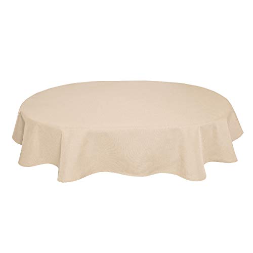 Tischdecke Leinenoptik Leinen Lotuseffekt Wasserabweisend Lotus Oval 135x180 cm Sand von Leinen-Optik-Kollektion