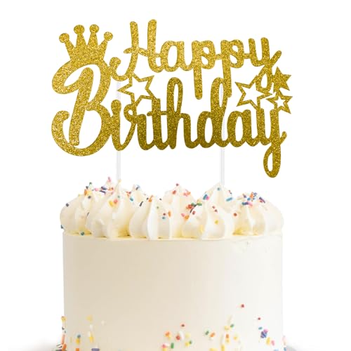 Happy Birthday Cake Decoration, Happy BirthdayTortendeko,Gold Cake Topper Geburtstag,Happy Birthday Cake Toppers,Tortendeko Geburtstag,Happy Birthday Kuchenaufsätze,Gold von Leislam