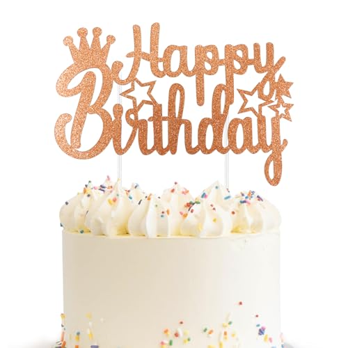 Happy BirthdayTortendeko,Kuchendeko Geburtstag,Happy Birthday Kuchenaufsätze, Cake Topper Geburtstag,Happy Birthday Cake Toppers,Tortendeko Geburtstag,Acryl Glitter Cupcake Topper,Orange von Leislam
