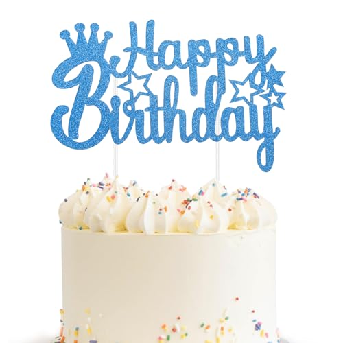 Happy Birthday Cake Topper,Kuchendeko Geburtstag,Tortendeko Happy Birthday,Geburtstagskuchen Deko,Kuchen Topper Geburtstag,Tortendeko Geburtstag Frau,Tortendeko Geburtstag Mann,Sapphire Blue von Leislam