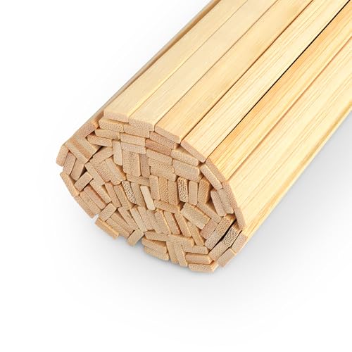 LeisuDay 100 Stück Holzstäbchen zum Basteln, Holzstäbe Eckig 20cm Lang, 9 x 3mm flache Holzleiste Holzlatte Holzspatel Bambusstäbe Bastelholz Stäbchen zum Modellbau DIY Handwerk von LeisuDay