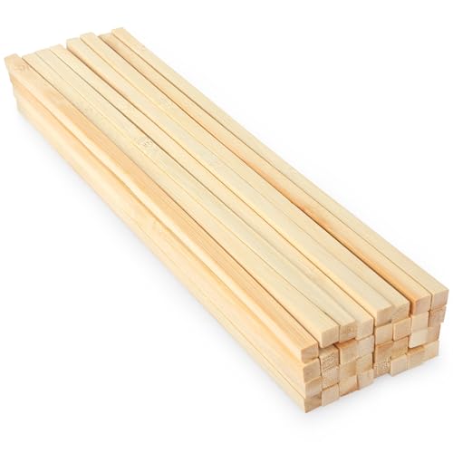 LeisuDay 30 Stück Holzstäbchen zum Basteln, Holzstäbe Quadratisch 30cm Lang, 8x8mm Holzklötzchen Holzleiste Holzstange Bambusstäbe Bastelholz Stäbchen zum Modellbau DIY Handwerk von LeisuDay