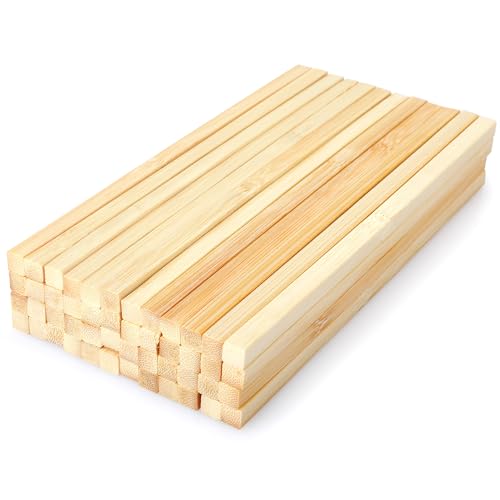 LeisuDay 50 Stück Holzstäbchen zum Basteln, Holzstäbe Quadratisch 20cm Lang, 8x8mm Holzklötzchen Holzleiste Holzstange Bambusstäbe Bastelholz Stäbchen zum Modellbau DIY Handwerk von LeisuDay