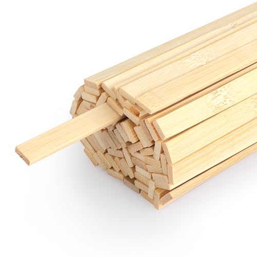 LeisuDay 70 Stück Holzstäbchen zum Basteln, Holzstäbe Eckig 30cm Lang, 9 x 3mm flache Holzleiste Holzlatte Holzspatel Bambusstäbe Bastelholz Stäbchen zum Modellbau DIY Handwerk von LeisuDay