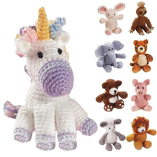 LEISURE ARTS Little Crochet Friend Animals Häkelset mit Garn, inklusive Anleitung (evtl. nicht in deutscher Sprache), 20.3 cm Amigurumi-Einhorn von Leisure Arts