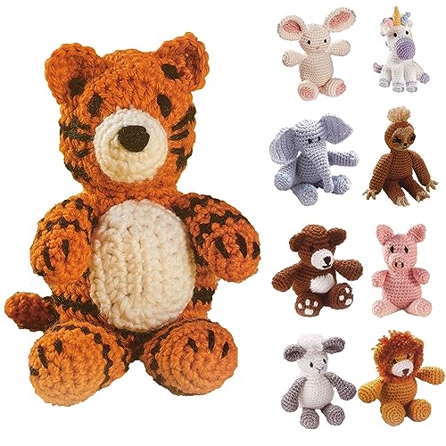 LEISURE ARTS Little Crochet Friend Animals Häkelset mit Garn, inklusive Anleitung (evtl. nicht in deutscher Sprache), 20.3 cm Amigurumi Tiger von Leisure Arts