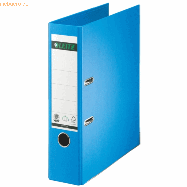 Leitz Ordner Pappe A4 180 Grad 80mm hellblau von Leitz