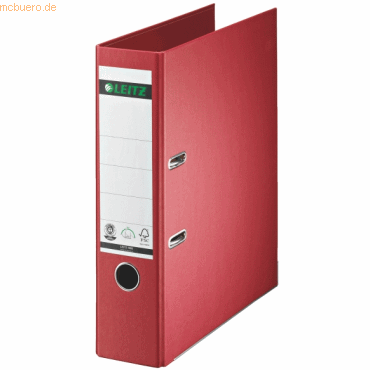 Leitz Ordner Pappe A4 180 Grad 80mm rot von Leitz