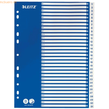 10 x Leitz Register A4 PP 1-31 weiß von Leitz